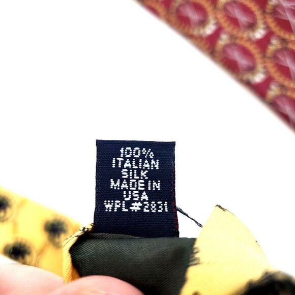 Tommy Hilfiger Red‎ Yellow Golf Print Wide Italian Silk Tie - Picture 5 of 7